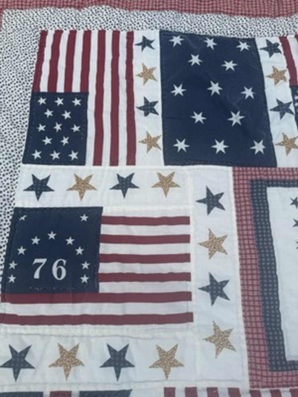 MCM  American Flag Eagle Patchwork Quilt  65”x48” - Picture 7 of 15